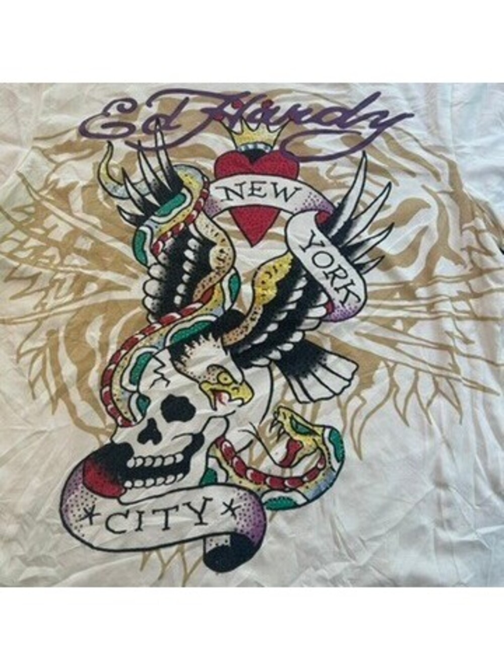 Vintage y2k womens Ed Hardy New York City white graphic T-shirt